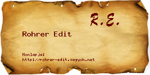 Rohrer Edit névjegykártya
